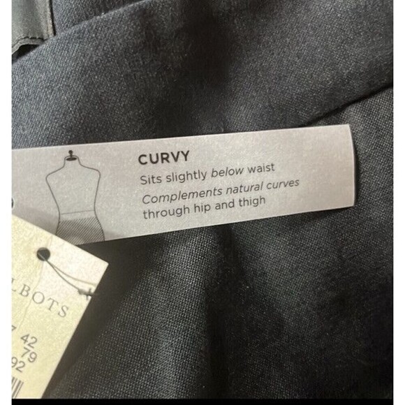 Talbots Curvy Fit Crop Pants 12 Black White Stripe Hem Pockets High Rise New - Picture 11 of 16